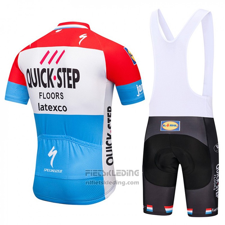 2018 Fietskleding Quick Step Floors Rood Wit Blauw Korte Mouwen en Koersbroek